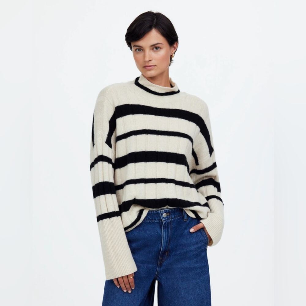 Madewell Size S Ribbed Cashmere-Wool Blend Pullover Sweater NS674